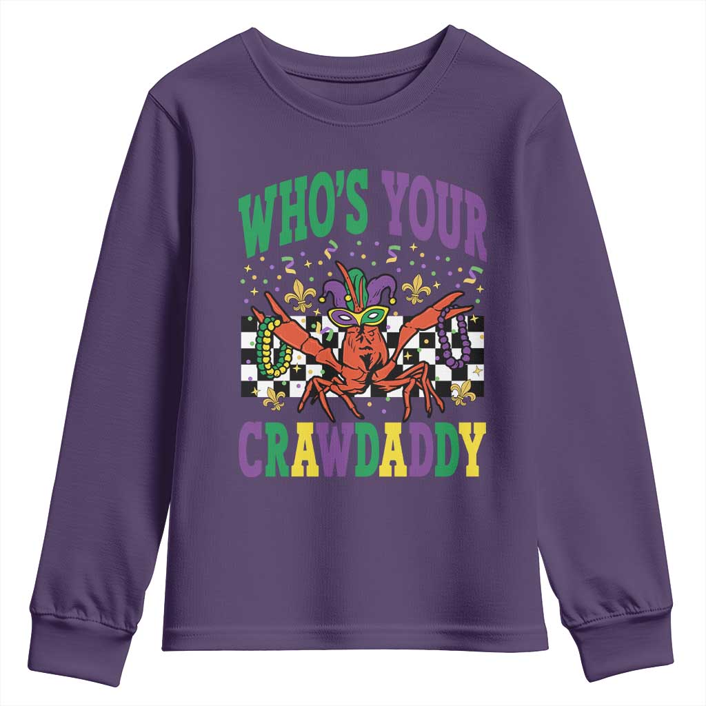 Mardi Gras Crawfish Youth Sweatshirt Who Is Your Crawdaddy TS14 Purple Print Your Wear