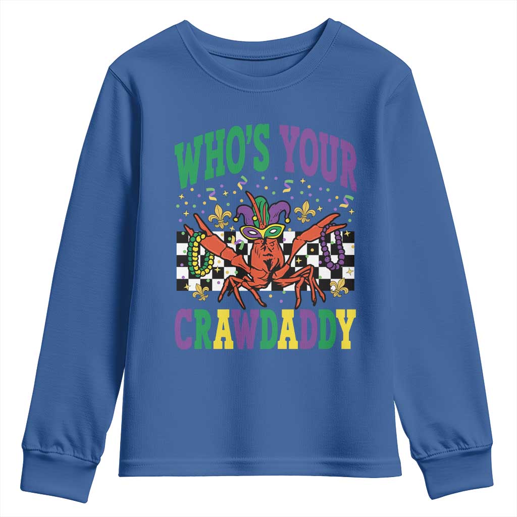 Mardi Gras Crawfish Youth Sweatshirt Who Is Your Crawdaddy TS14 Royal Blue Print Your Wear