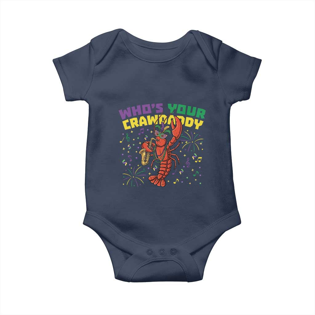 Mardi Gras Crawfish Baby Onesie Who Is Your Crawdaddy Carnival Party TS14 Navy Print Your Wear