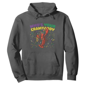 Mardi Gras Crawfish Hoodie Who Is Your Crawdaddy Carnival Party TS14 Dark Heather Print Your Wear