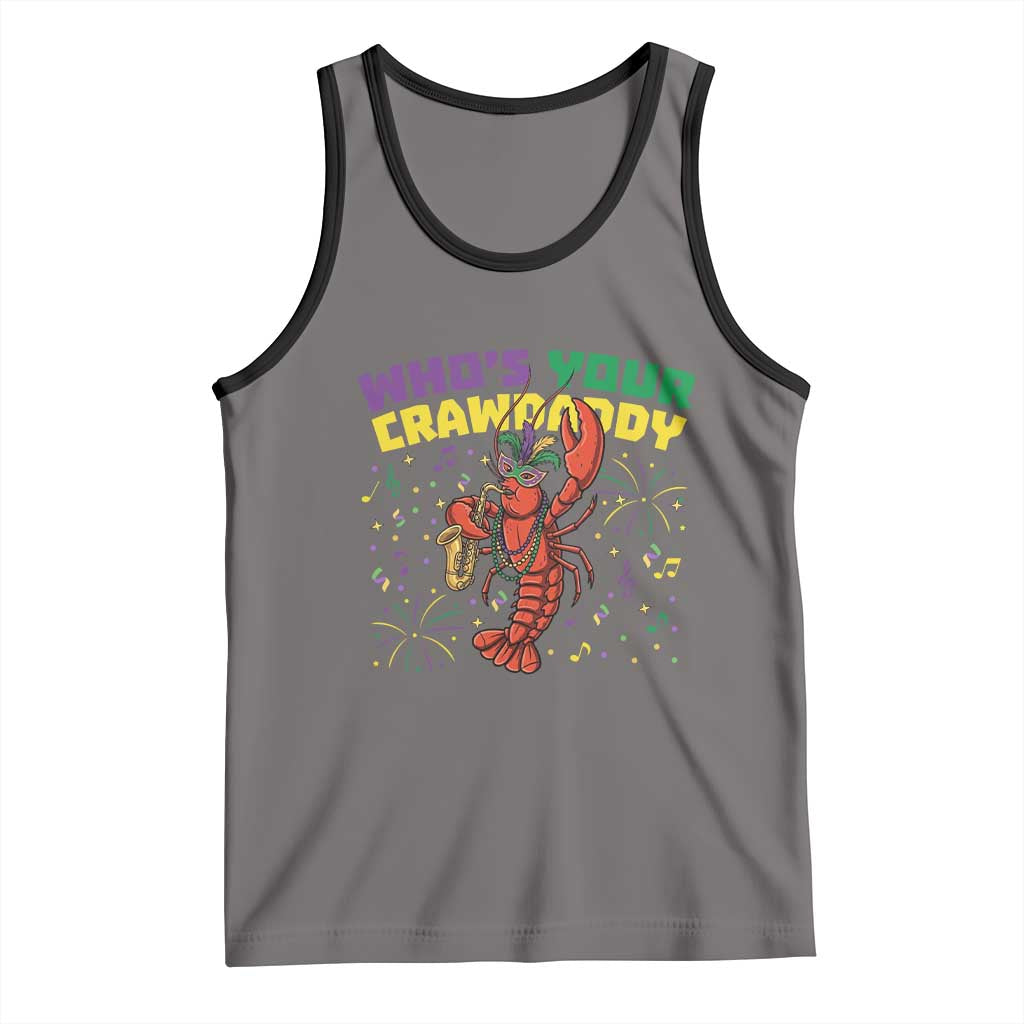 Mardi Gras Crawfish Tank Top Who Is Your Crawdaddy Carnival Party TS14 Deep Heather Black Print Your Wear