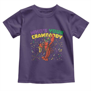 Mardi Gras Crawfish Toddler T Shirt Who Is Your Crawdaddy Carnival Party TS14 Purple Print Your Wear
