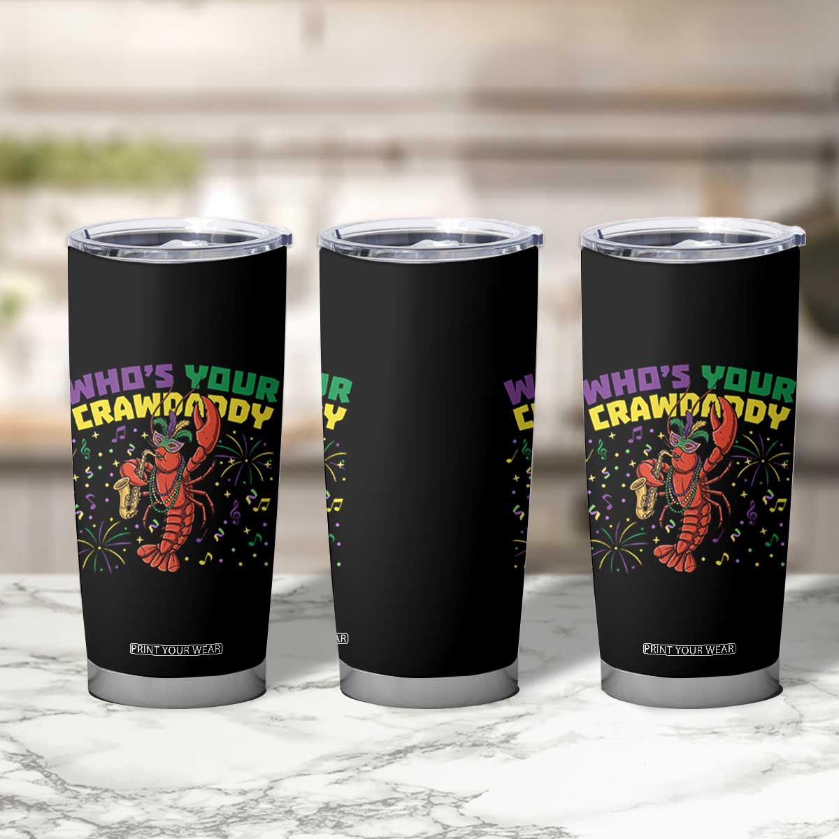Mardi Gras Crawfish Tumbler Cup Who Is Your Crawdaddy Carnival Party TS14 Print Your Wear