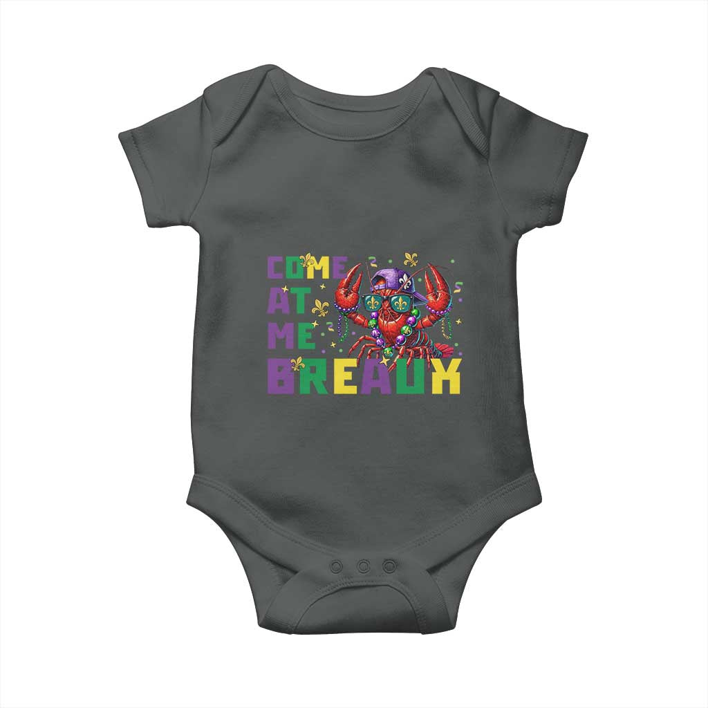 Mardi Gras Crawfish Baby Onesie Come At Me Breaux TS14 Dark Heather Print Your Wear