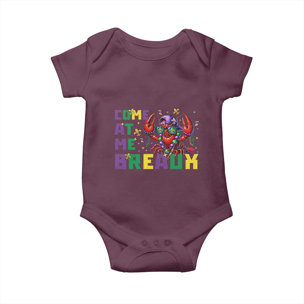 Mardi Gras Crawfish Baby Onesie Come At Me Breaux TS14 Maroon Print Your Wear