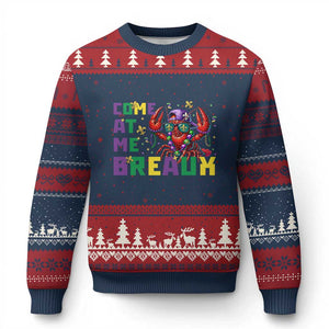 Mardi Gras Crawfish Ugly Christmas Sweater Come At Me Breaux TS14 Navy Red Print Your Wear