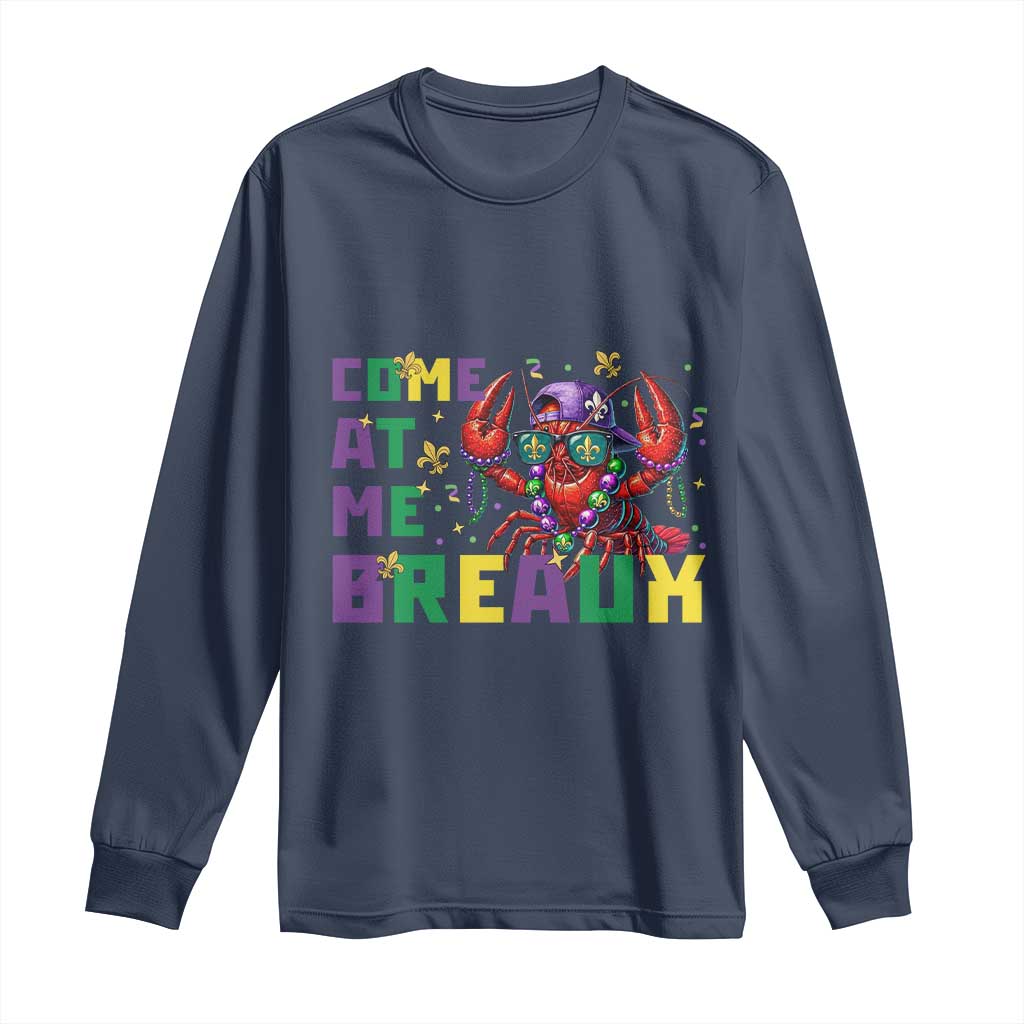 Mardi Gras Crawfish Long Sleeve Shirt Come At Me Breaux TS14 Navy Print Your Wear