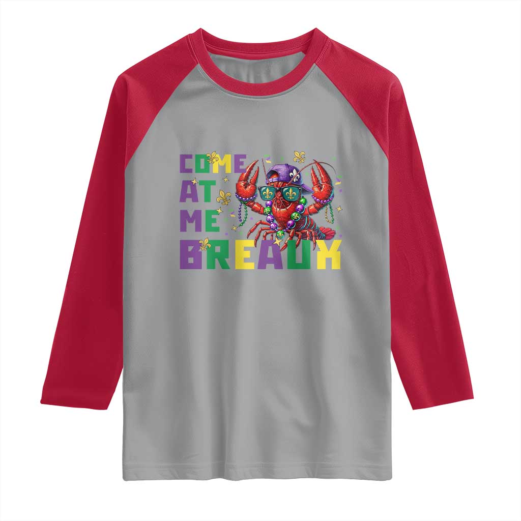Mardi Gras Crawfish Raglan Shirt Come At Me Breaux TS14 Sport Gray Red Print Your Wear