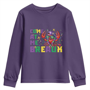 Mardi Gras Crawfish Youth Sweatshirt Come At Me Breaux TS14 Purple Print Your Wear