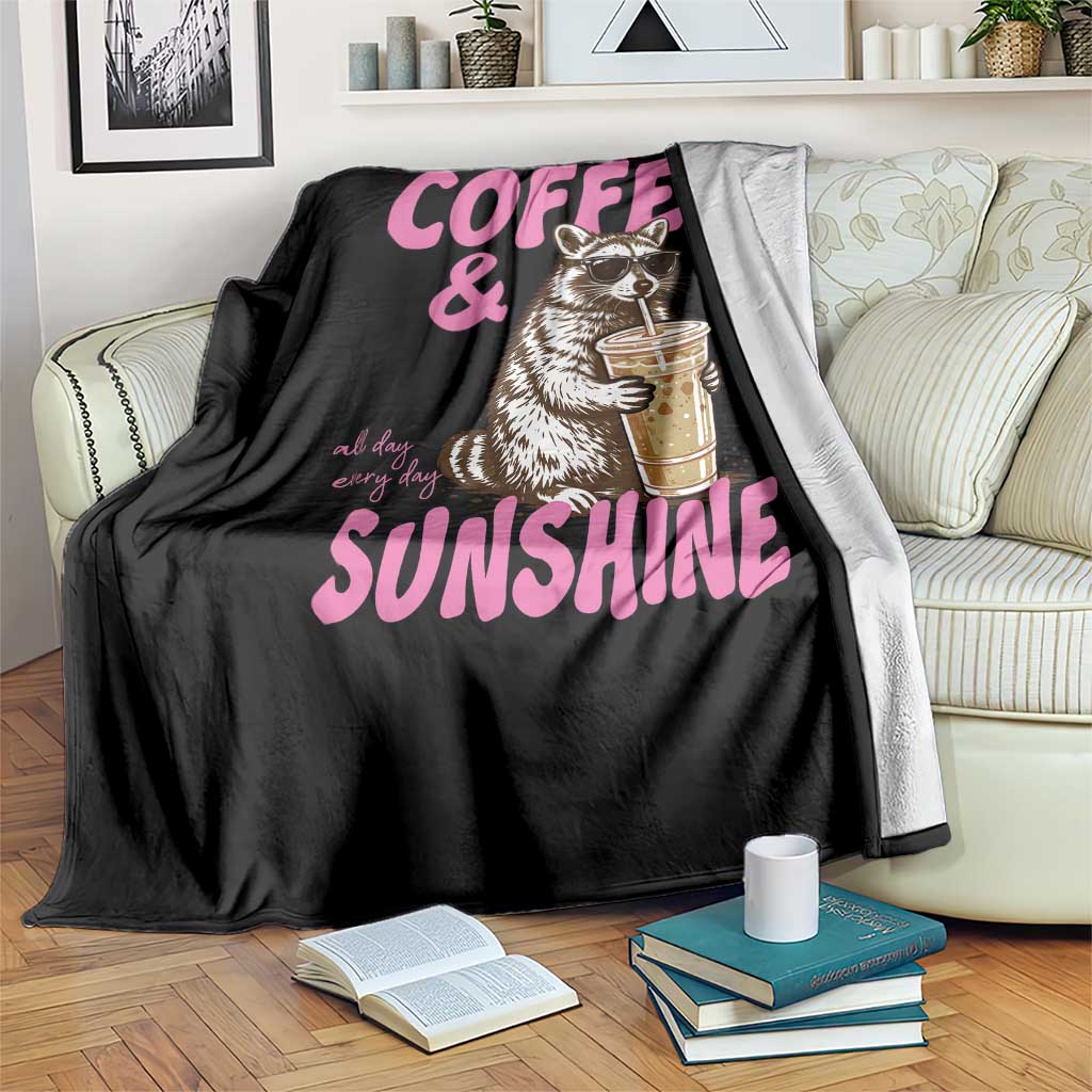 Iced Coffee and Sunshine Throw Blanket Funny Raccoon Summer Coffee Lover Gift TS14 Print Your Wear