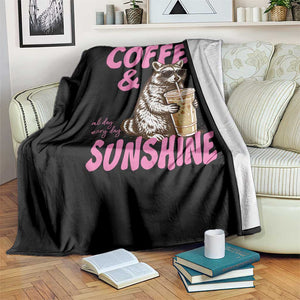 Iced Coffee and Sunshine Throw Blanket Funny Raccoon Summer Coffee Lover Gift TS14 Print Your Wear