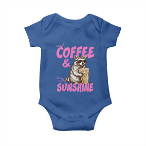 Iced Coffee and Sunshine Baby Onesie Funny Raccoon Summer Coffee Lover Gift TS14 Royal Blue Print Your Wear