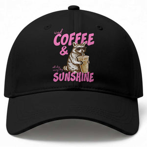 Iced Coffee and Sunshine Baseball Cap Funny Raccoon Summer Coffee Lover Gift TS14 Print Your Wear