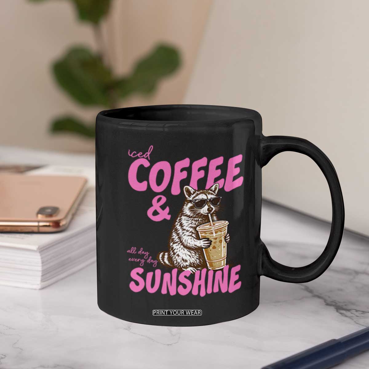 Iced Coffee and Sunshine Coffee Mug Funny Raccoon Summer Coffee Lover Gift TS14 Print Your Wear