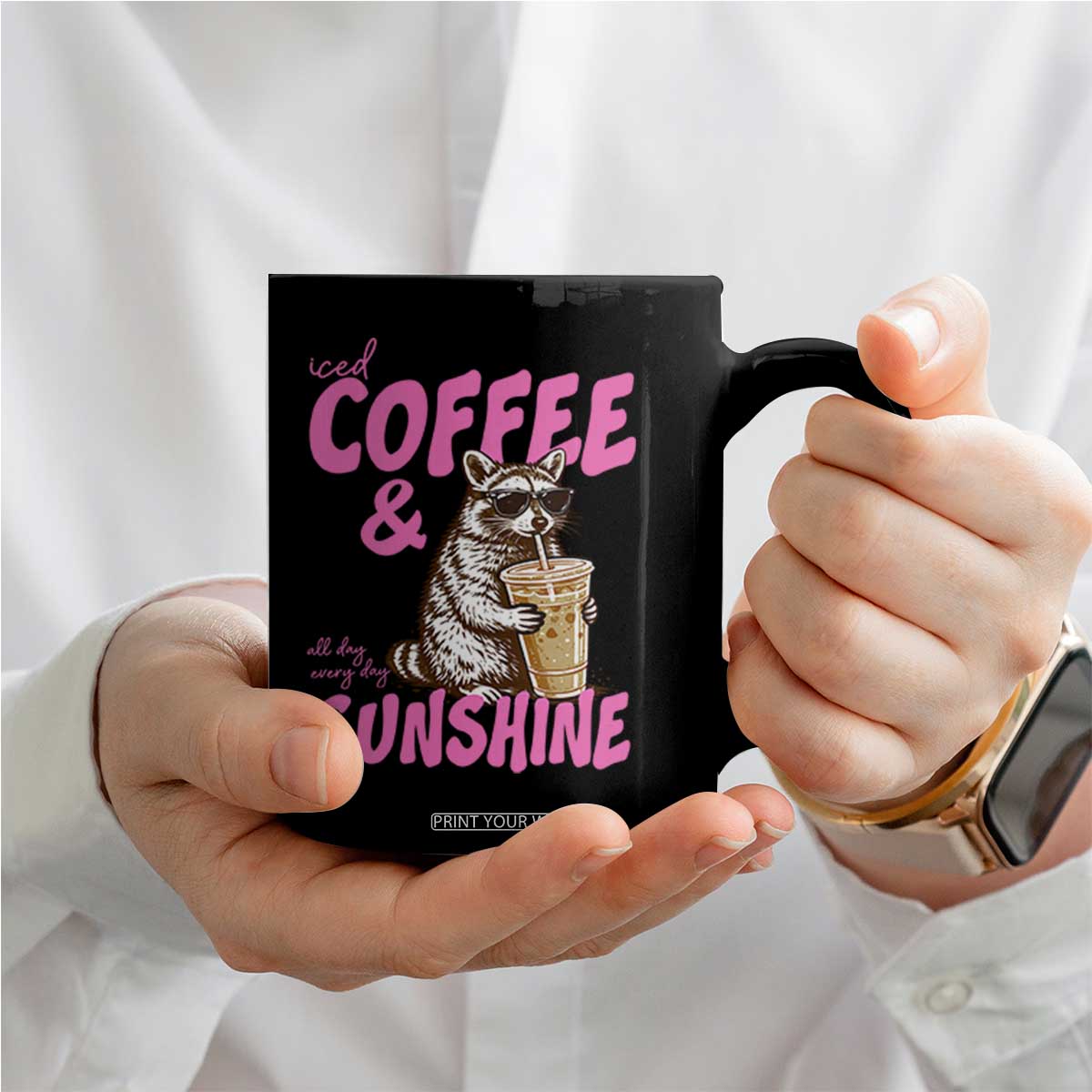 Iced Coffee and Sunshine Coffee Mug Funny Raccoon Summer Coffee Lover Gift TS14 Print Your Wear
