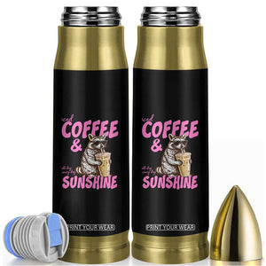 Iced Coffee and Sunshine Bullet Tumbler Funny Raccoon Summer Coffee Lover Gift TS14 Black Print Your Wear