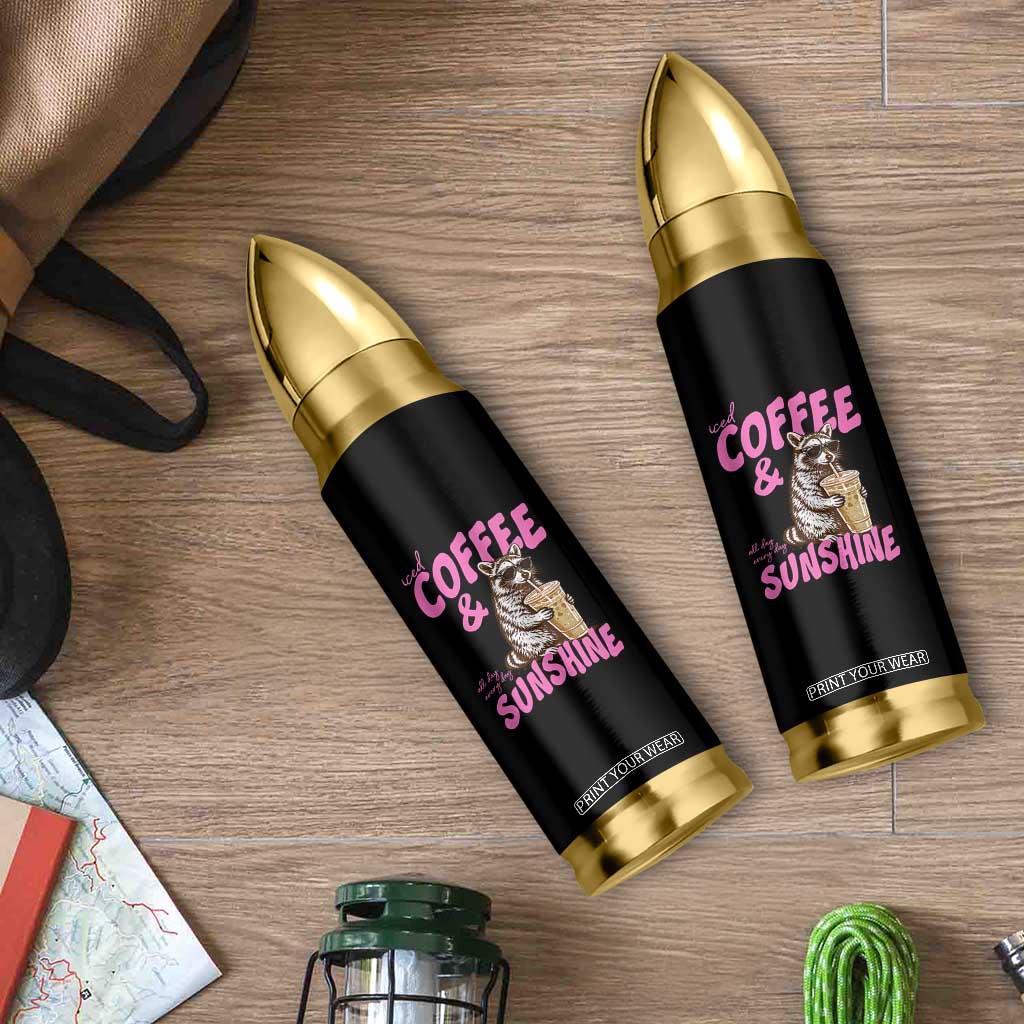 Iced Coffee and Sunshine Bullet Tumbler Funny Raccoon Summer Coffee Lover Gift TS14 Print Your Wear