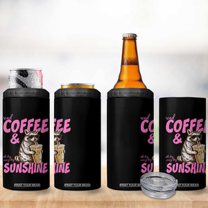 Iced Coffee and Sunshine 4 in 1 Can Cooler Tumbler Funny Raccoon Summer Coffee Lover Gift TS14 Print Your Wear