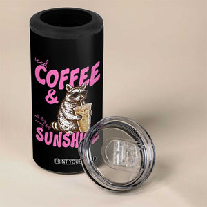 Iced Coffee and Sunshine 4 in 1 Can Cooler Tumbler Funny Raccoon Summer Coffee Lover Gift TS14 Print Your Wear