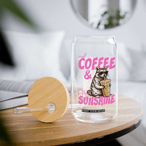 Iced Coffee and Sunshine Glass Can Funny Raccoon Summer Coffee Lover Gift TS14 Print Your Wear