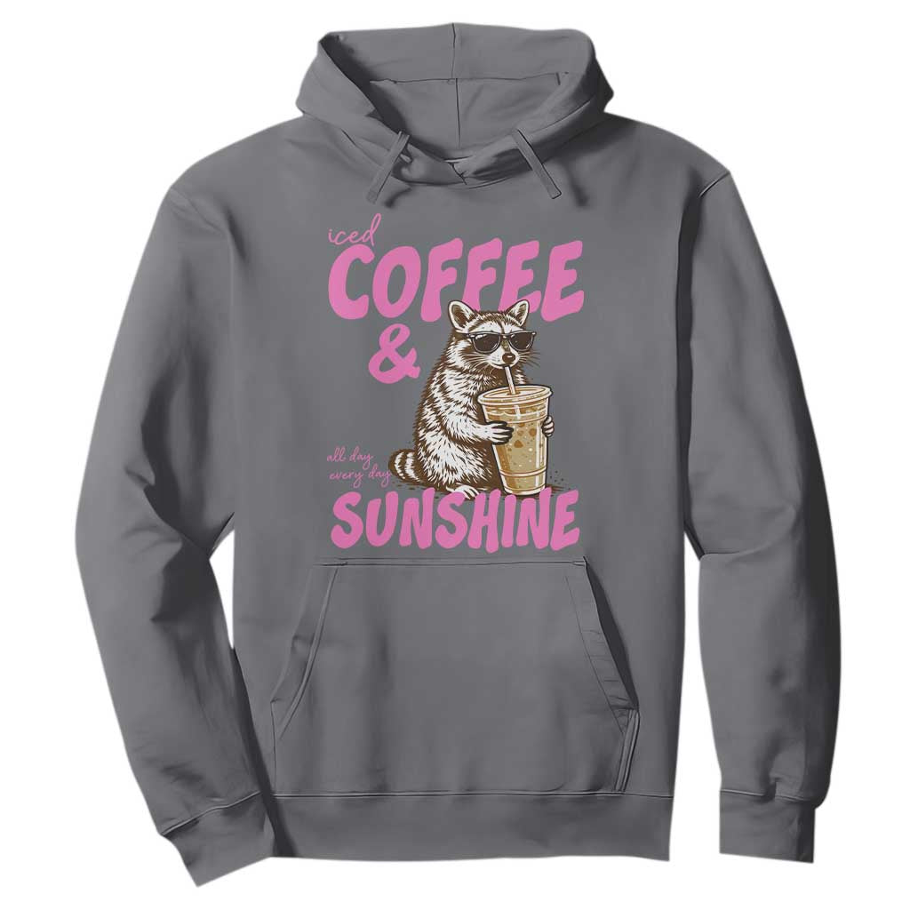 Iced Coffee and Sunshine Hoodie Funny Raccoon Summer Coffee Lover Gift TS14 Charcoal Print Your Wear