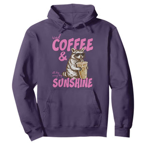 Iced Coffee and Sunshine Hoodie Funny Raccoon Summer Coffee Lover Gift TS14 Purple Print Your Wear