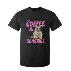 Iced Coffee and Sunshine T Shirt For Kid Funny Raccoon Summer Coffee Lover Gift TS14 Black Print Your Wear