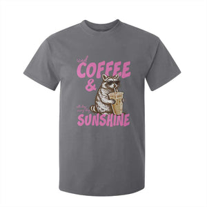 Iced Coffee and Sunshine T Shirt For Kid Funny Raccoon Summer Coffee Lover Gift TS14 Charcoal Print Your Wear
