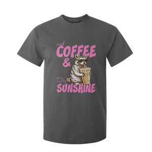 Iced Coffee and Sunshine T Shirt For Kid Funny Raccoon Summer Coffee Lover Gift TS14 Dark Heather Print Your Wear
