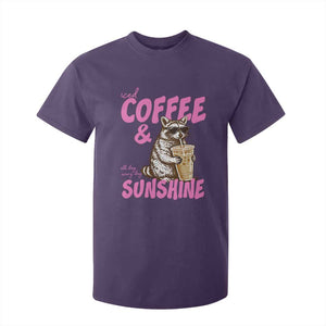Iced Coffee and Sunshine T Shirt For Kid Funny Raccoon Summer Coffee Lover Gift TS14 Purple Print Your Wear