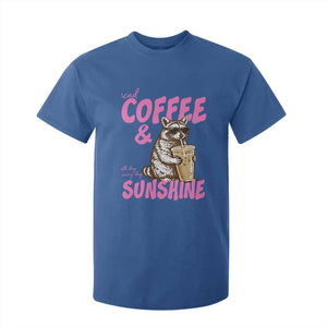 Iced Coffee and Sunshine T Shirt For Kid Funny Raccoon Summer Coffee Lover Gift TS14 Royal Blue Print Your Wear
