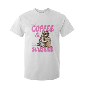 Iced Coffee and Sunshine T Shirt For Kid Funny Raccoon Summer Coffee Lover Gift TS14 White Print Your Wear