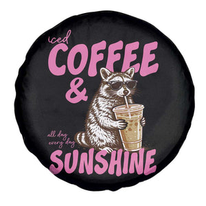 Iced Coffee and Sunshine Spare Tire Cover Funny Raccoon Summer Coffee Lover Gift TS14 Print Your Wear