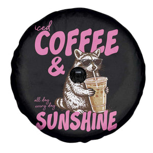 Iced Coffee and Sunshine Spare Tire Cover Funny Raccoon Summer Coffee Lover Gift TS14 Print Your Wear