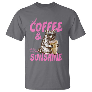 Iced Coffee and Sunshine T Shirt Funny Raccoon Summer Coffee Lover Gift TS14 Charcoal Print Your Wear