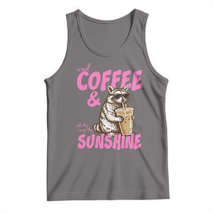 Iced Coffee and Sunshine Tank Top Funny Raccoon Summer Coffee Lover Gift TS14 Deep Heather Print Your Wear