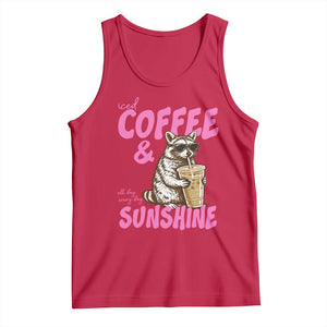 Iced Coffee and Sunshine Tank Top Funny Raccoon Summer Coffee Lover Gift TS14 Red Print Your Wear