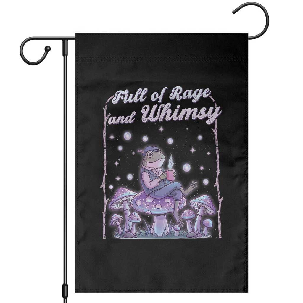 Full of Rage and Whimsy Garden Flag Funny Cottagecore Frog Coffee Whimsical Aesthetic TS14 Black Print Your Wear