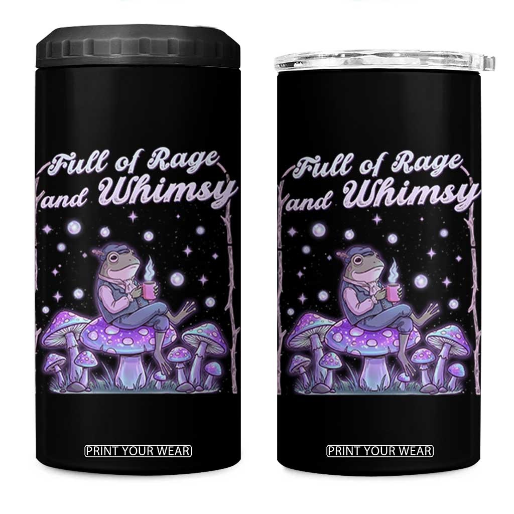 Full of Rage and Whimsy 4 in 1 Can Cooler Tumbler Funny Cottagecore Frog Coffee Whimsical Aesthetic TS14 One Size: 16 oz Black Print Your Wear