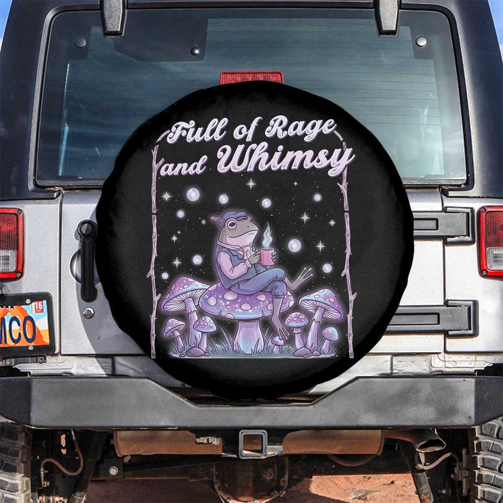 Full of Rage and Whimsy Spare Tire Cover Funny Cottagecore Frog Coffee Whimsical Aesthetic TS14 No hole Black Print Your Wear
