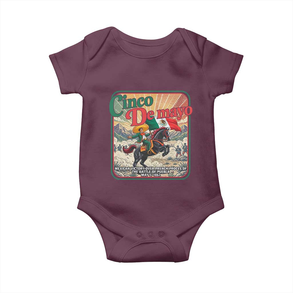 Cinco de Mayo Battle of Puebla Baby Onesie Mexican Victory History 1862 TS14 Maroon Print Your Wear