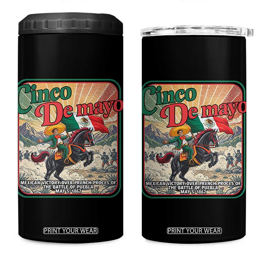 Cinco de Mayo Battle of Puebla 4 in 1 Can Cooler Tumbler Mexican Victory History 1862 TS14 One Size: 16 oz Black Print Your Wear