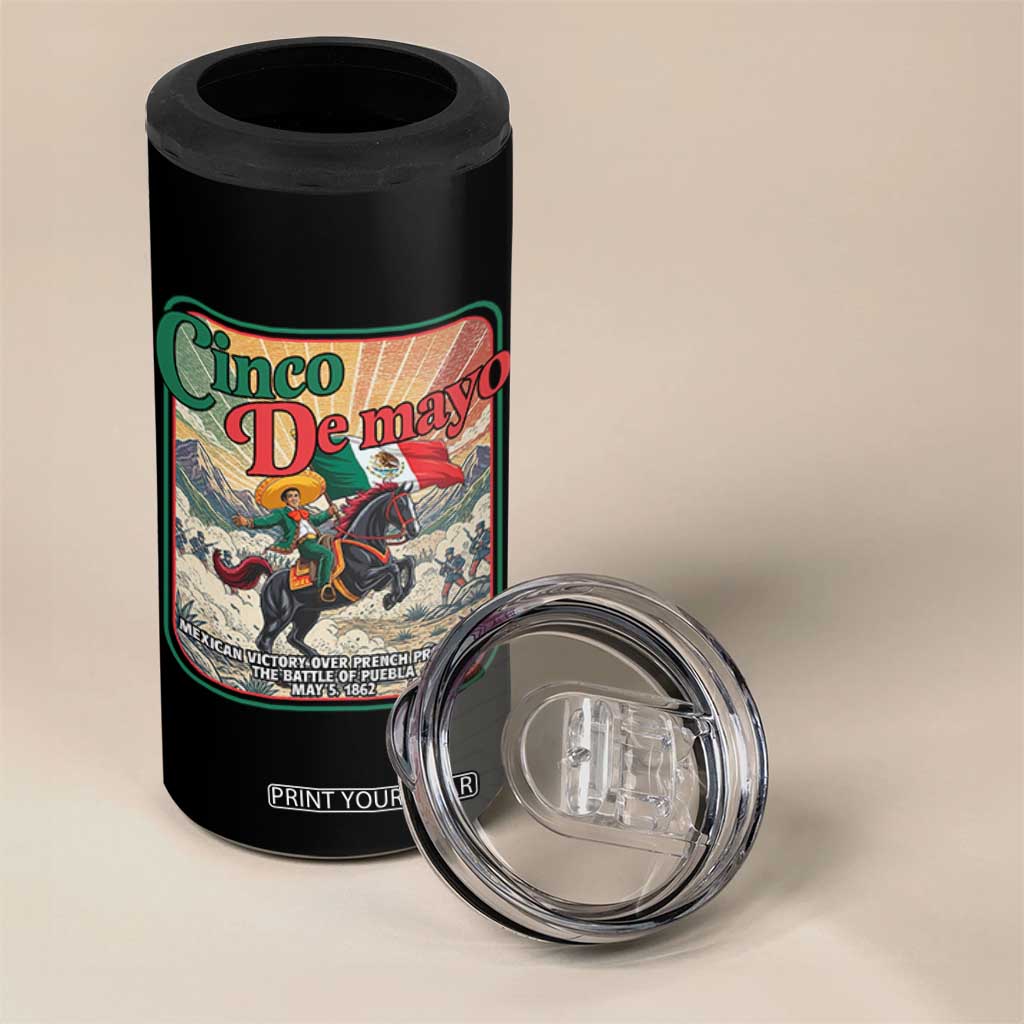 Cinco de Mayo Battle of Puebla 4 in 1 Can Cooler Tumbler Mexican Victory History 1862 TS14 Print Your Wear