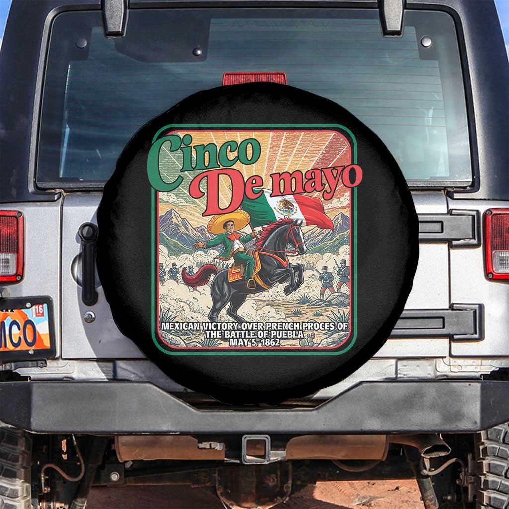 Cinco de Mayo Battle of Puebla Spare Tire Cover Mexican Victory History 1862 TS14 No hole Black Print Your Wear