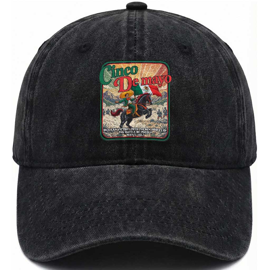Cinco de Mayo Battle of Puebla Washed Cotton Baseball Cap Mexican Victory History 1862 TS14 Print Your Wear