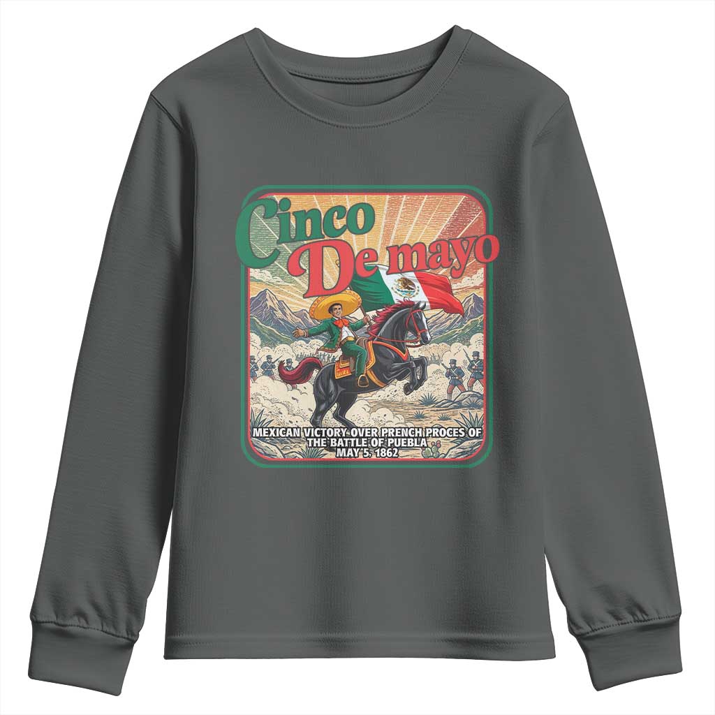Cinco de Mayo Battle of Puebla Youth Sweatshirt Mexican Victory History 1862 TS14 Dark Heather Print Your Wear