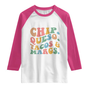 Chips Queso Tacos & Margs Raglan Shirt Cinco De Mayo Mexican Food Margarita Lover TS14 White Heliconia Print Your Wear
