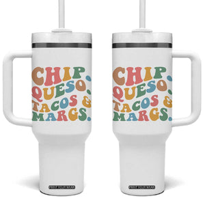 Chips Queso Tacos & Margs Tumbler With Handle Cinco De Mayo Mexican Food Margarita Lover TS14 One Size: 40 oz White Print Your Wear