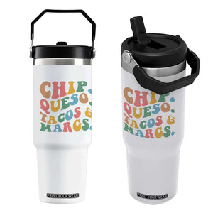 Chips Queso Tacos & Margs Flip Straw Tumbler Cinco De Mayo Mexican Food Margarita Lover TS14 One Size: 30 oz White Print Your Wear