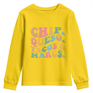 Chips Queso Tacos & Margs Youth Sweatshirt Cinco De Mayo Mexican Food Margarita Lover TS14 Daisy Print Your Wear